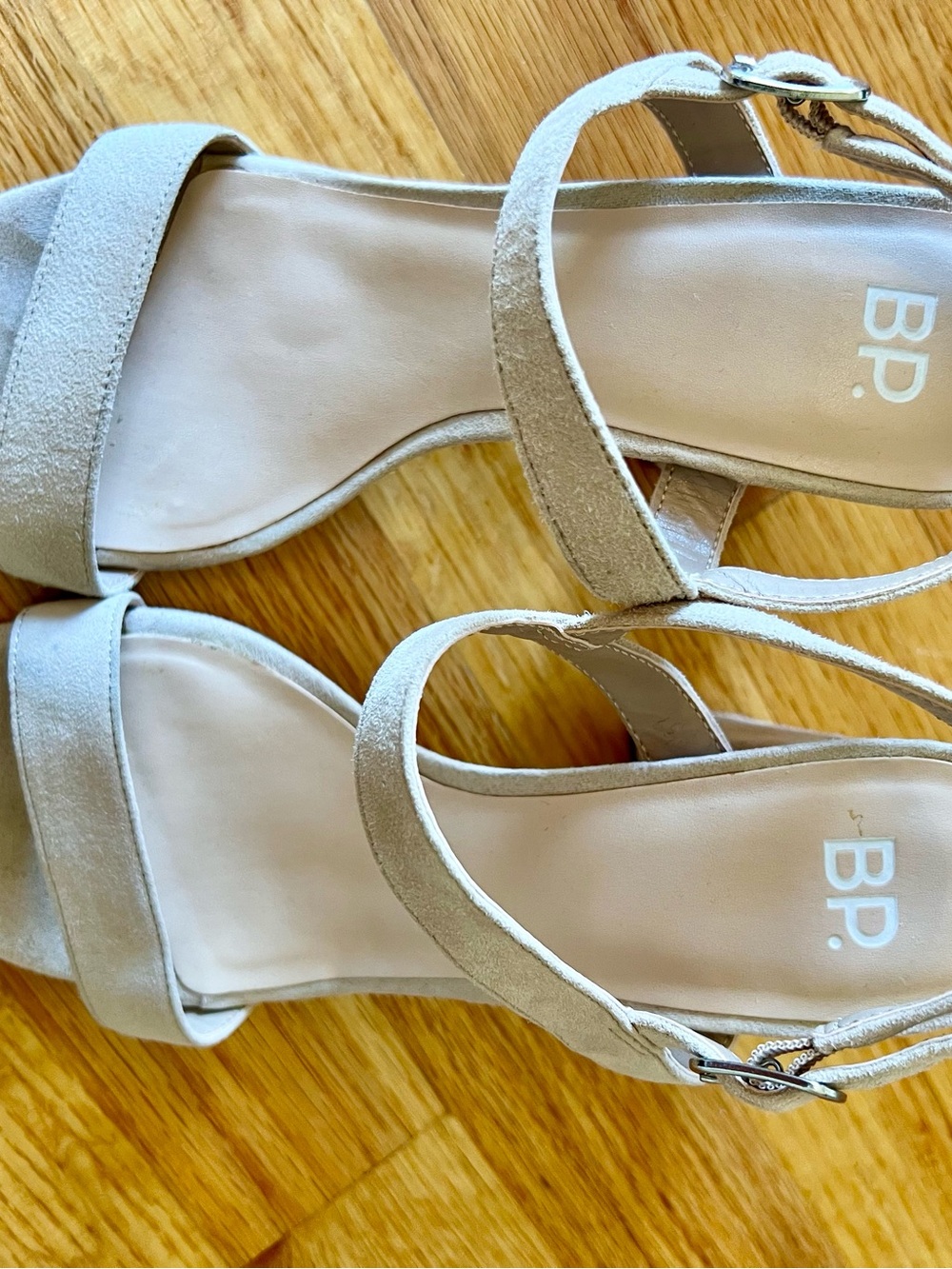 bp Neutral Suede Ankle Strap Sandals - Light Beige